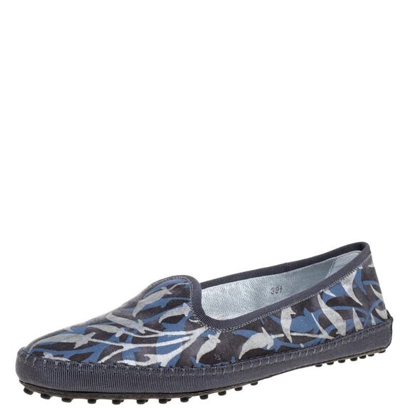 Tod's Multicolor Floral Printed Canvas Gommino Smoking Slippers Size 39.5 - Picture 1 of 4